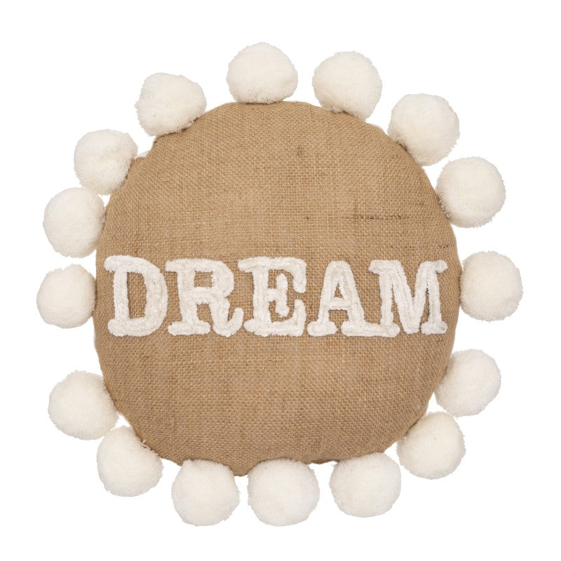 Coussin rond pompons